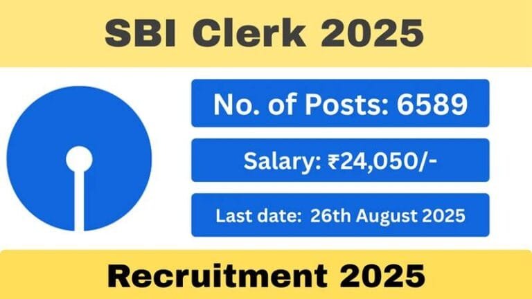 SBI Clerk Recruitment 2025: 6,589 vacancies for Junior Associate (Customer Support & Sales) posts, applications started