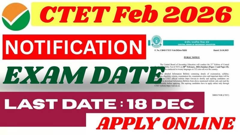 CTET February 2026: CBSE has released the notification, complete process to apply