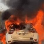 Major accident averted in Pilani: Massive fire breaks out in a moving car